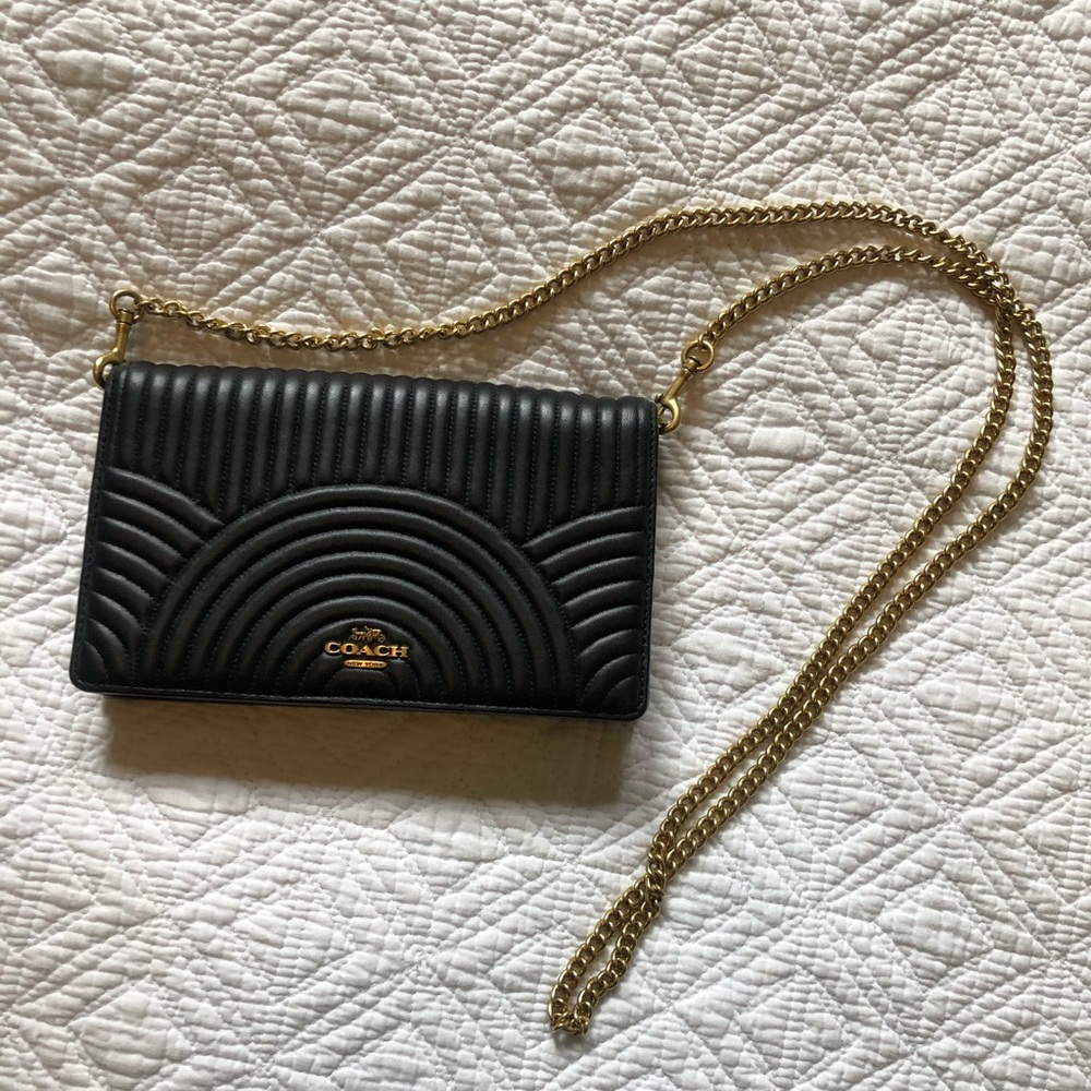 Coach foldover chain clutch
